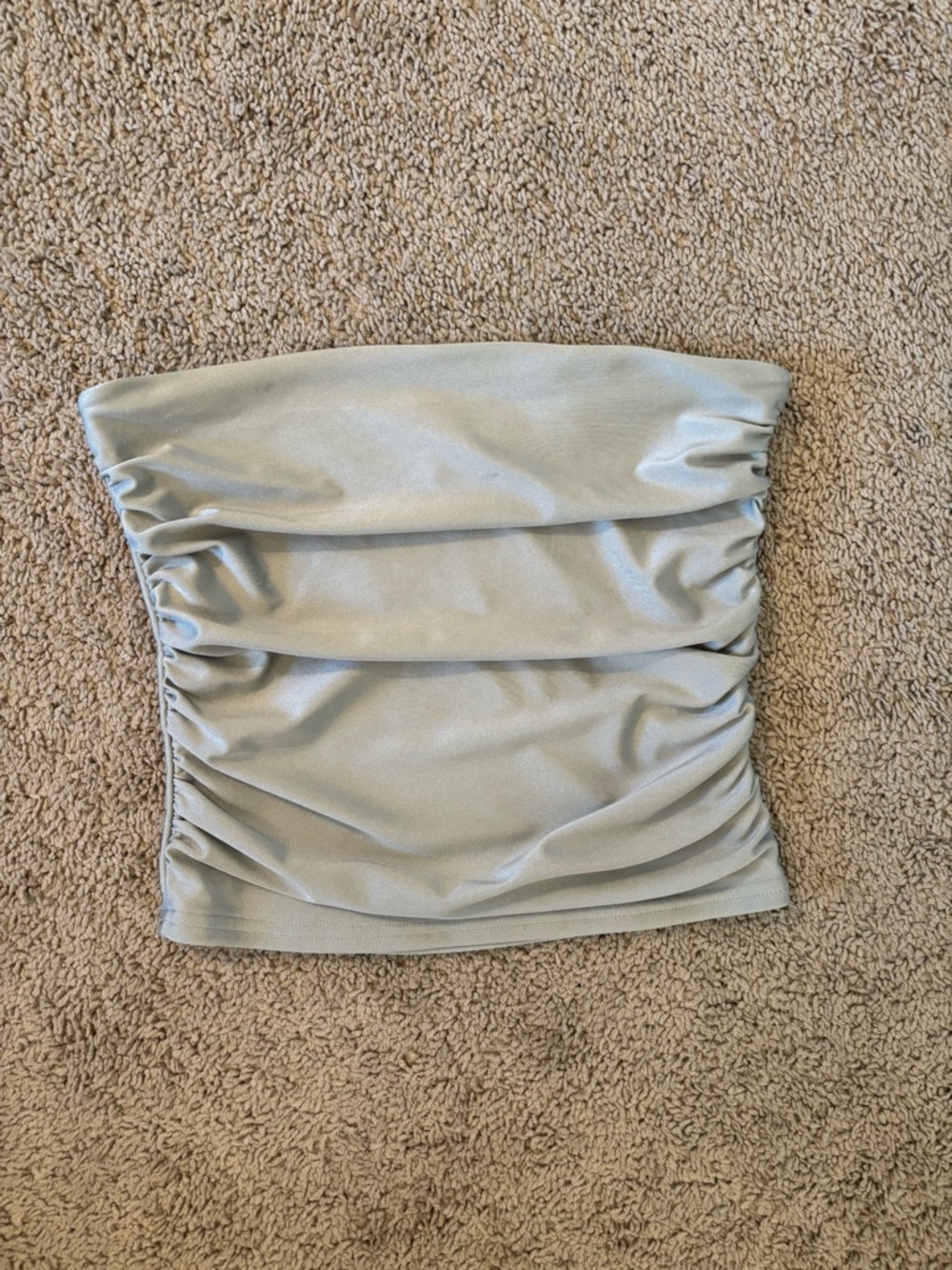 Edikted Silver Strapless Ruched Tube Crop Top